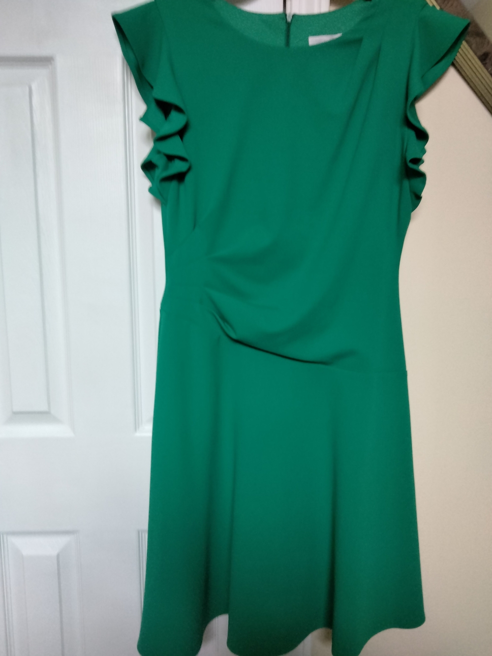 London Times Emerald Green Ruffle Sleeve Midi Dress